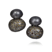 Todd Reed earrings with Autumn™ diamonds (~18.9ct), sterling silver with patina, 18k yellow gold earring post.